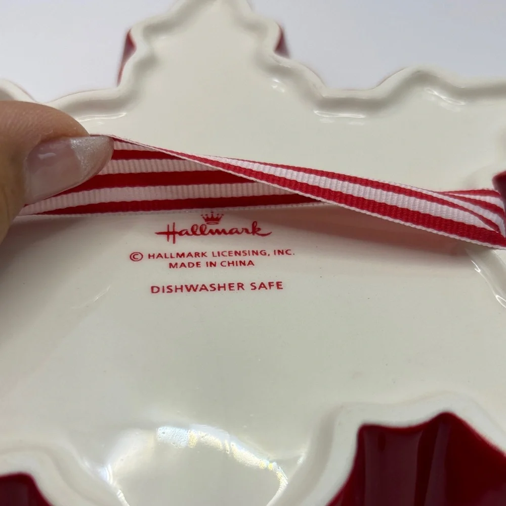 Hallmark Snowflake Dish with Red and White Accents - Picture 2 of 3